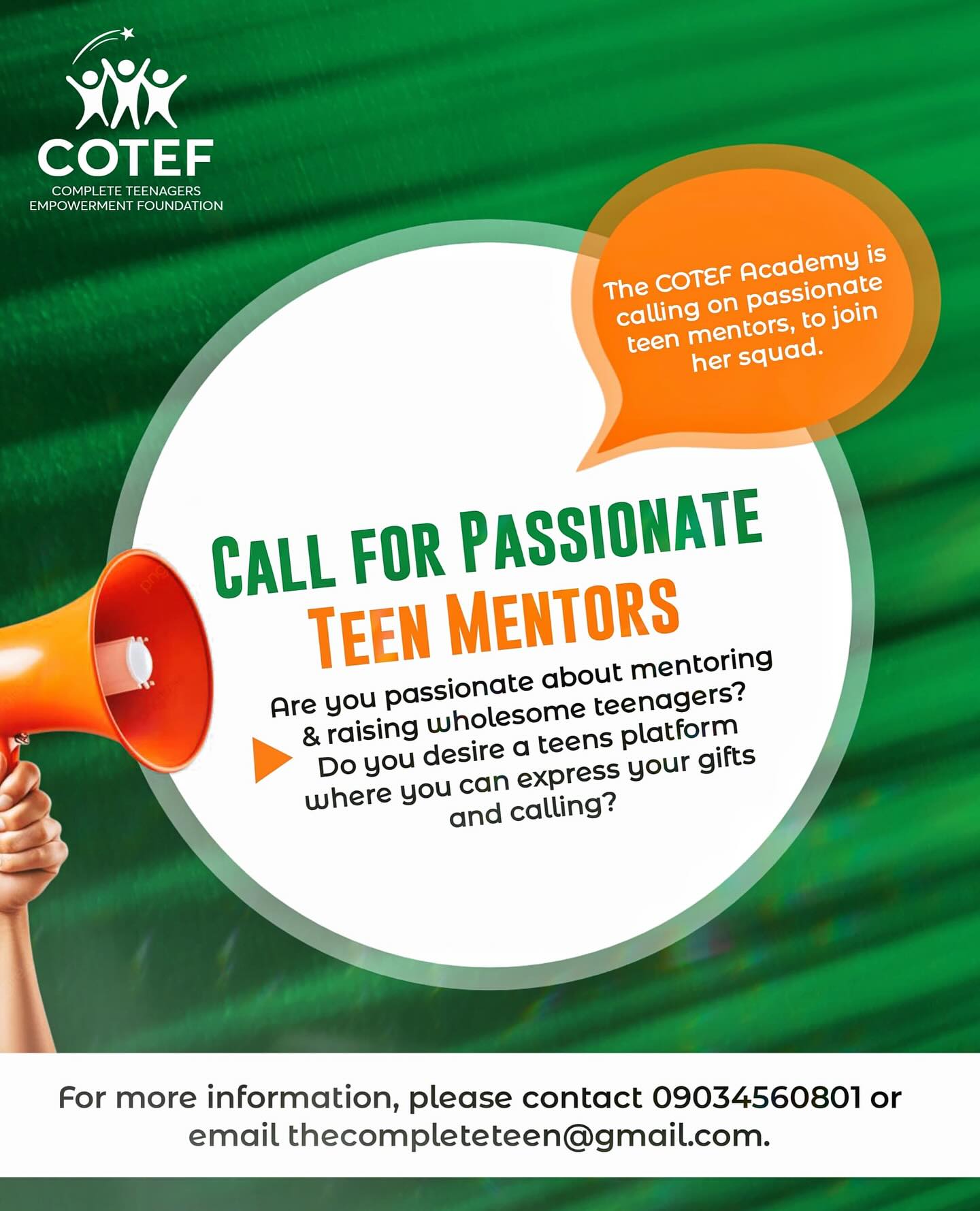 Call for passionate teen mentors
